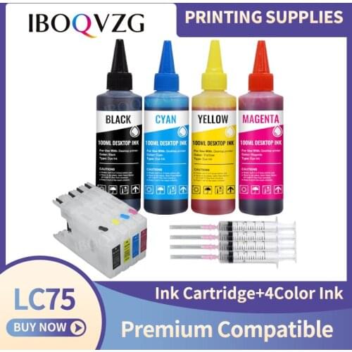 IBOQVZG Compatible refillable Ink Cartridge for LC12 LC40 LC71 LC73 LC75 LC400 LC1220 LC1240 For Brother Printer MFC-J6910CDW