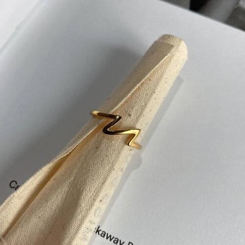 18K Gold INS Authentic S925 Sterling Silver FINE Jewelry Wave ring new adjust TLJ1070