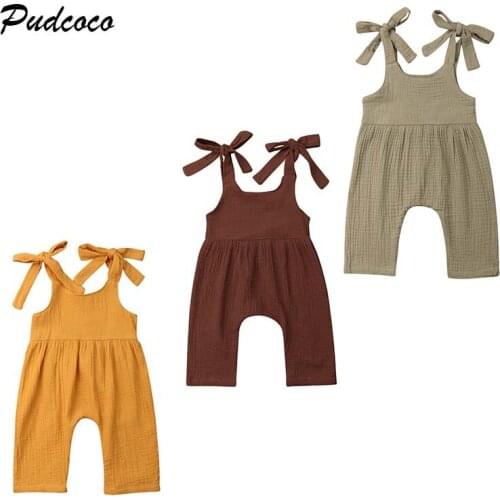 2019 Newborn Cute Baby Girls Rompers New Summer Boho Straps Bandage Sling Cotton Jumpsuit Leotard Jumpsuit Soft Sunsuit 0-24M