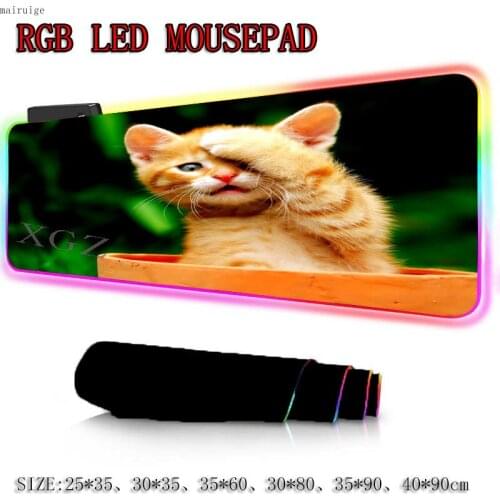 Mairuige Animal Cute Cup Cover Your Eyes Cat Large Gaming RGB Mouse Pad LockEdge Office Computer Keyboard Mat Rubber Non-slip Xl