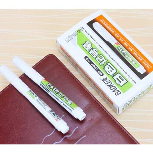 6mm White Marker pen Art Permanent Oily White Paint for Metal Leather Fabric Metallic Markers Pens Art Stationery Supplies