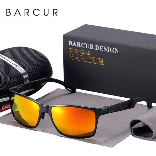 BARCUR High Quality Designer Sunglases Men Polarized Sun Glasses Aluminum Magnesium Anti Glare Driving Glasses for Fishing
