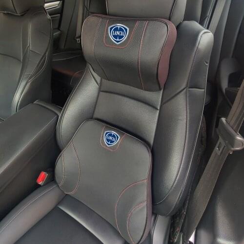 Genuine leather Soft Memory Car Seat Headrest Neck Pillow Comfortable Cushion For Lancia Delta Musa Phedra Voyager Ypsilon 843