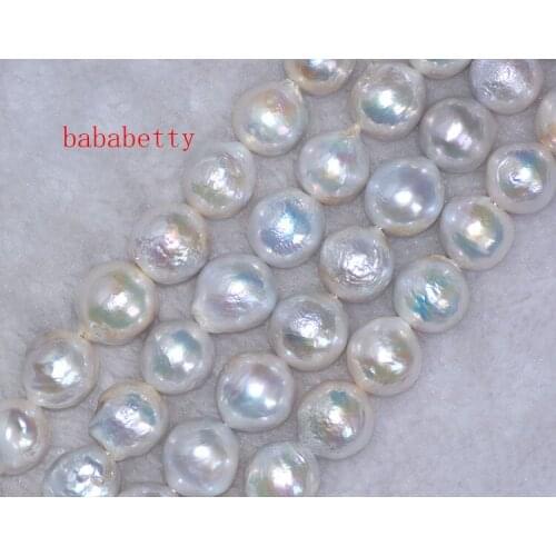 NEW Baroque style Edison white pearl 12-15mm shaped diy Loose beads 15"