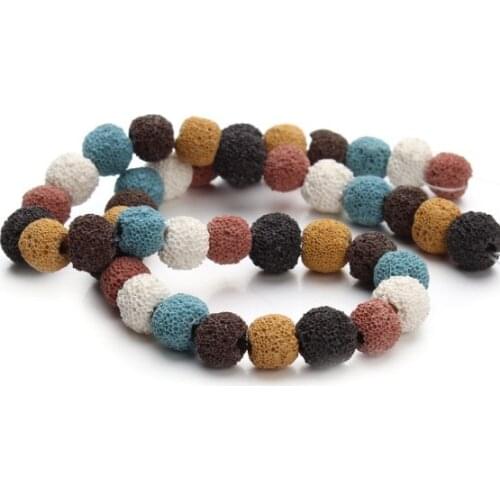 Wholesale Stone color Volcanic rock Beads Loose Beads 10mm 35pcs For Jewelry Making DIY Bracelet fg4s