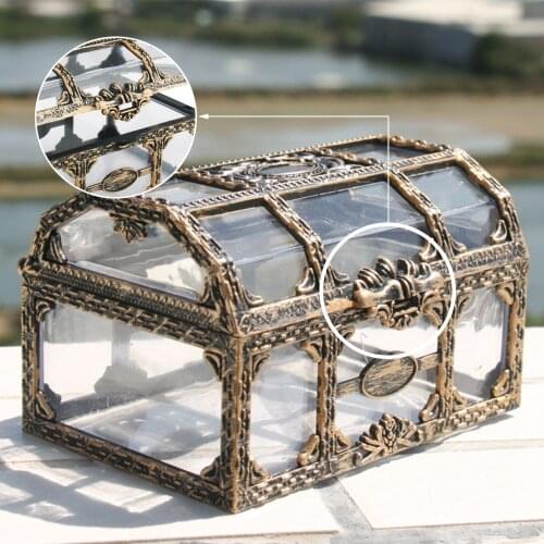 Transparent Europe Pirate Treasure Box Crystal Gem Jewelry Box Storage Organizer Chest Box Treasure For Earring Gem Trinket Box