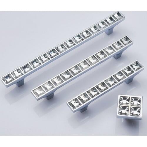 Luxury Diamond Cabinet Handles Zinc Alloy Fashion Cabinet Door Pulls Drawer Knobs European Wardrobe Furniture Handle