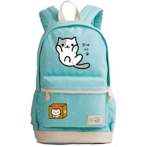Neko Atsume Cat Neko Backyard Backpack Dot Point School Teenagers Student Book Travel Laptop Girl Boys Bags Rucksack