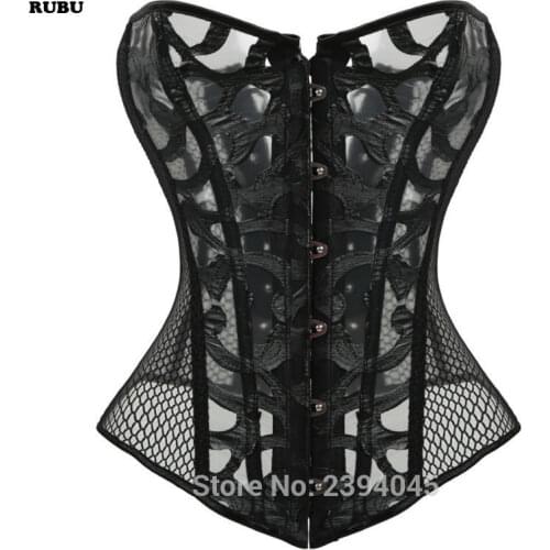 Sexy Steel Boned Corsets Womens Gothic Mesh Breathable Black Bustier Corset Body Shaper Waist Trainer Bustiers Corselet