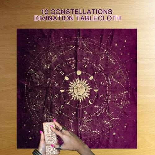 12 Constellations Tarot Card Tablecloth Board Game Velvet Divination Altar Cloth Fortune Astrology Oracle Card Pad