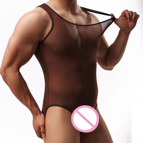 Sexy Mesh Undershirt Men Bodysuit Shapewear Male Slimming Wrestling Body Shaper Underwear Men Tranparent Jumpsuit Undershirts