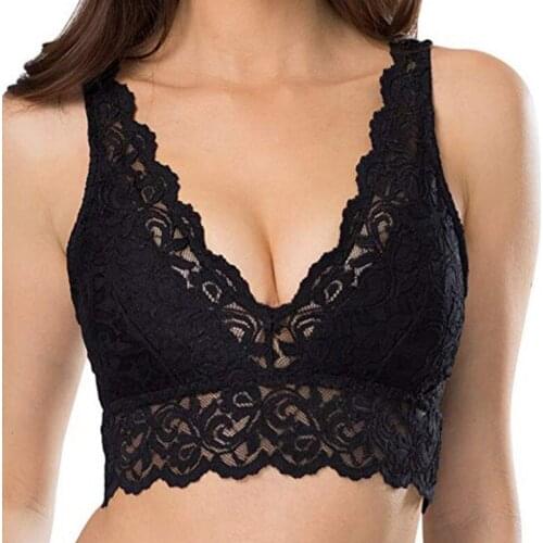 Explosive Sexy Three-Point Lace Bra Tempting Perspective Vest Europe And The United States S M L XL XXL XXXL White Black