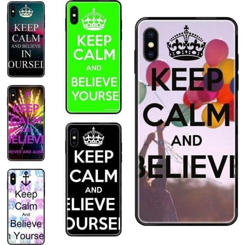 Special Black Soft TPU Cell Cover Case Keep Calm And Believe Yourself For Galaxy S5 S6 S7 S8 S9 S10 S10e S20 edge Lite Plus