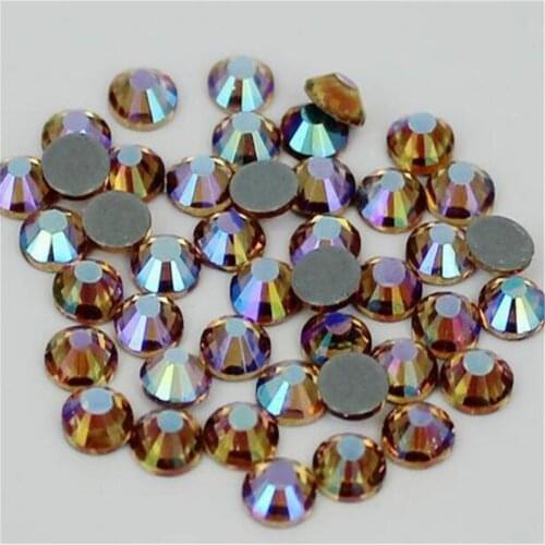SS6 SS10 SS16 SS20 SS30 Lt Topaz AB Color DMC Crystal Rhinestones DIY Loose Glue HotFix Crystal Rhinestone Garment Decoration