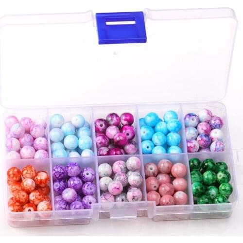 8mm glass flower beads Pozzle paint beads DIY jewelry beaded accessories 10 color one box charm bracelet