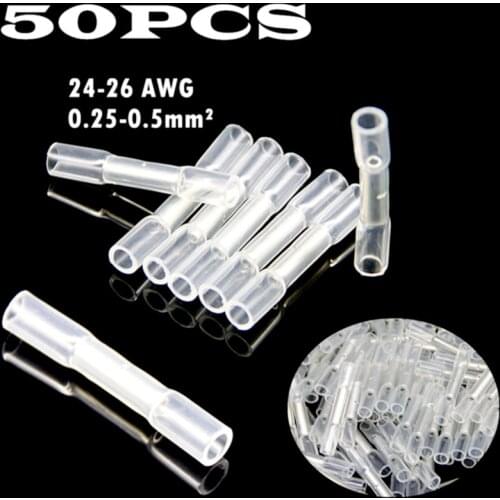 20/50pcs Heat Shrink Crimp Terminals for Wire Connectors Waterproof Insulated Seal Butt Electrical Connector Terminal Kit