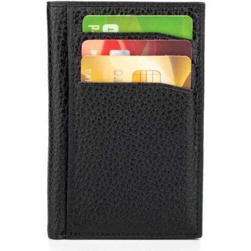 Fury Style Genuine Leather Vertical Mens Wallet with Gripper Black