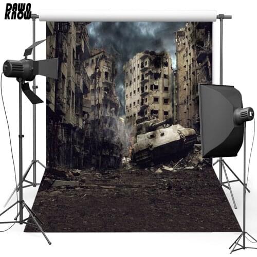 DAWNKNOW Building Tank Vinyl Photography Background For Wedding New Fabric Polyester Backdrop For Personal Photo Studio S2487