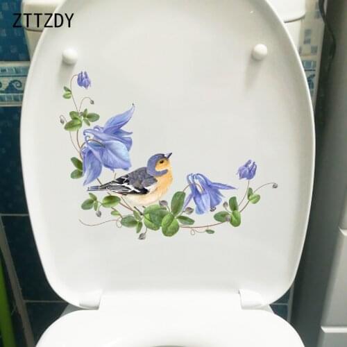 ZTTZDY 24.9CM×19.2CM Blue Potted Flowers Home Wall Modern Decoration WC Toilet Stickers T2-0928