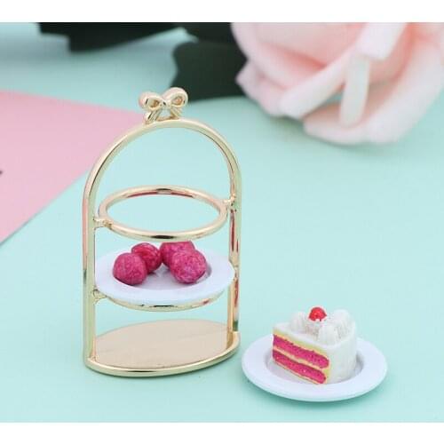 1PCS 1/12 3D Miniature Food DIY Craft For Dollhouse Mini Cute Dessert Pan Cake Stand Fruit Tray Doll Kitchen Toys