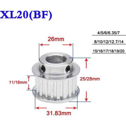 1PCS XL 20 Tooth Convex Synchronous Wheel Timing Pulley Belt Width 16mm Keyway Hole