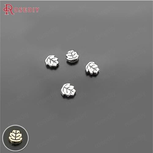 2613)50PCS 7x5MM Antique Style Zinc Alloy Leaves Spacer Beads Bracelets Beads Diy Jewelry Findings Accessories Wholesale