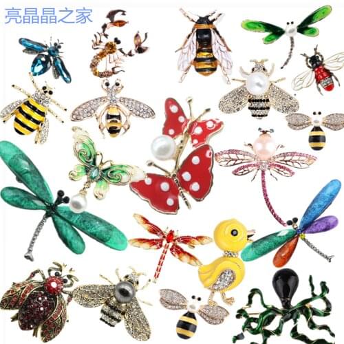 3 European and American classic bee brooch with diamond insect brooch alloy jewelry white butterfly dragonfly animal a