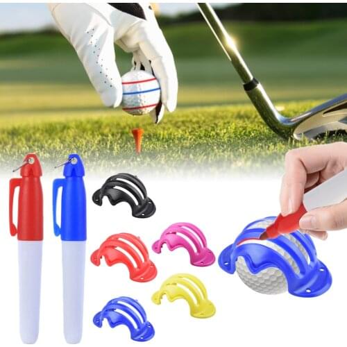 Golf Ball 3-Line Marker Drawing Stencil Alignment Liner with 2Pcs Marker Pens Golf Ball Triple Track Marker Golf Accessories