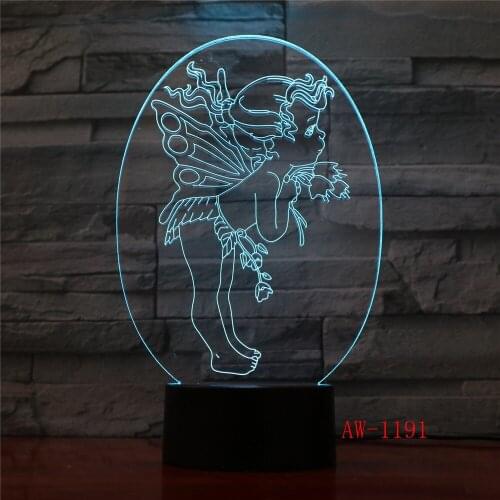3D Lampe USB LED Sensor Baby Night Light Love Angle Led Touch Switch Luminaria Children Kids Room Decoration Lamp AW-1191