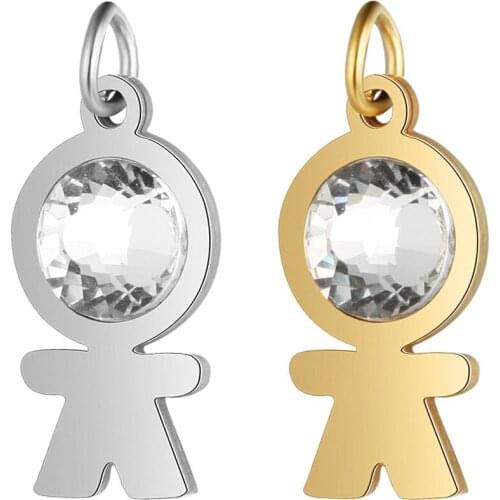 5 Pieces Fabulous Boy Charm Wholesale 7mm Crystal Stone 100% Stainless Steel DIY Jewelry Charms AAAAA Quality Pendants