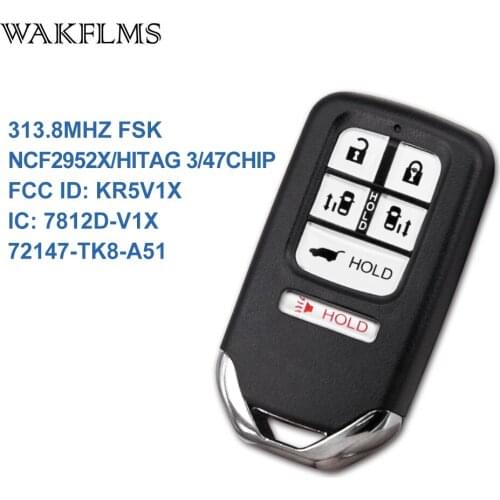7 Buttons With Keyless for Honda Odyssey EXL Touring 2014 - 2017 Key Remote Fob 313.8MHz NCF2951X KR5V1X 72147-TK8-A51 W/O Badge