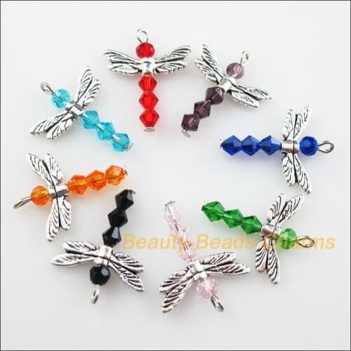 8 New Charms Mixed Animal Dragonfly Tibetan Silver Wings Pendants 20x25mm