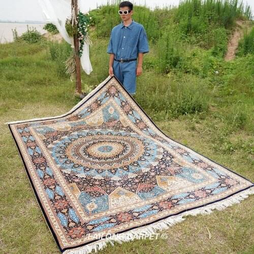 6'x9' Large Hand Knotted Silk Rug Elegant Persian Design Silk on Silk Qum Carpet (ZQG436A)