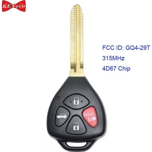 KEYECU for Toyota Corolla Avalon Remote Control Car Key Fob 315MHz 4D67 Chip GQ4-29T