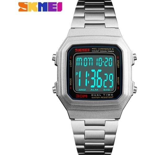 Business Men Watches Waterproof Casual Watch Stainless Steel Digital Wristwatch Clock Relogio Masculino Erkek Kol Saati SKMEI