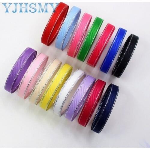 YJHSMY,I-19316-565,10mm 5yards Silver double sided bilateral Printed grosgrain Ribbon,,Gift wrapping DIY handmade materials