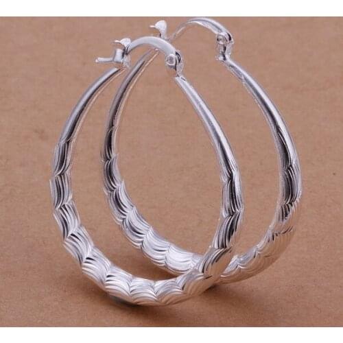 Hot Sale!!Free Shipping 925 Silver Earring,Fashion Sterling Silver Jewelry Ellipse Skin Prismatic Earrings SMTE295