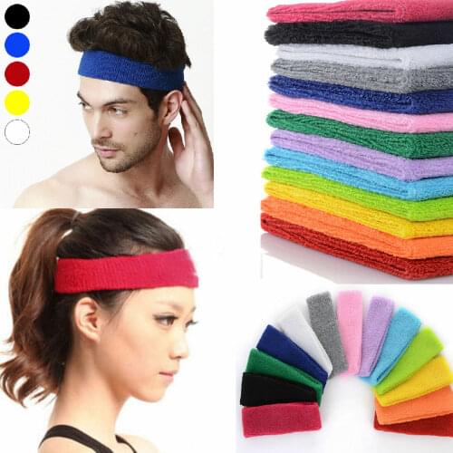 Cotton Unisex Sport Sweat Sweatband Headband Jogger Stretch Elastic Hair Head Band Adjustable boy Caps Outdoor Sun Hot Selling
