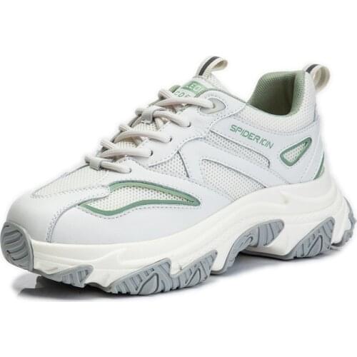 Genuien Leather Summer Shoes Women Platform Sneakers White Shoes for Spring 2021 Student Sport Sneakers On Platform Heel