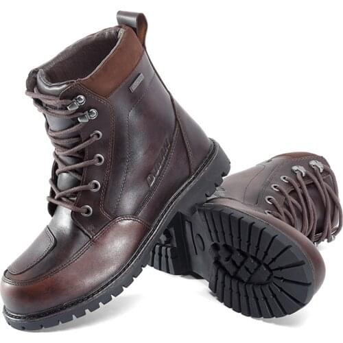 Motorcycle Riding Shoes Mens Leather Cowhide Off-road Motorcross Short Boots Racing Foot Protection Moto Equipment Anti-slip