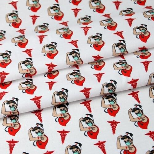 Cartoon Beautiful Nurses Print Patchwork 100% Cotton Fabric Digital Printing Sewing Quilting DIY Needlework Material