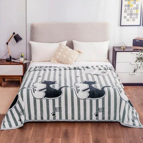 Cat Soft Warm Coral Fleece Blanket Sheet Bedspread Sofa Light Thin Mechanical Wash Flannel Blankets SSXML