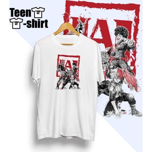 New Collection T-shirt My Hero Printed Academy Funny Japanese Cartoon T-shirt Harajuku Hip Hop for Men in White Boku no Hero