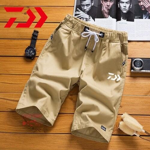 2021 New Daiwa Fishing Shorts Spring Summer Men Breathable Fishing Pants Cotton Shorts Drawstring Outdoor Camping Sprots Pants