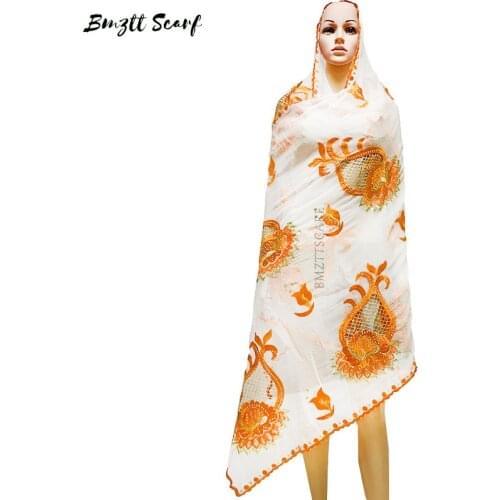 New African Women Scarf Muslim Embroidery Hallow Out Chiffon Scarf Hijab Scarf Big Size Scarf For Shawls BM974
