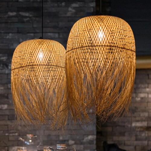 Southeast Asia Pendant Lights Handmade Bamboo Hanging Lamp For Living Room Dining Room Loft Home Decor E27 Hotel Art Hanglamp