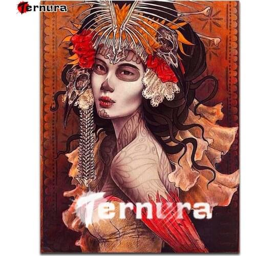 Full Round Drill Sugar bone beautiful woman 5D DIY Diamond Painting Halloween ball Embroidery Rhinestone Cross Stitch Home Decor