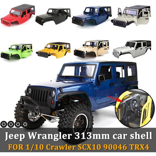 RC 1/10 Jeep Wrangler Hard Plastic 313mm Wheelbase Body Car Shell for 1/10 RC Crawler Axial SCX10 II 90046 90047 RGT EX86100