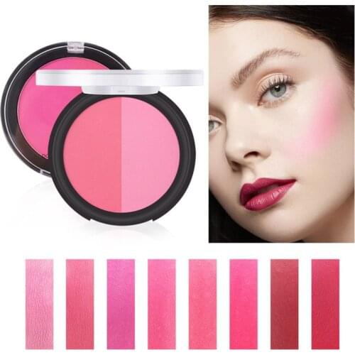 Romantic Beauty 2 Color Blush Palette Mineral Pigment Makeup Palette Waterproof Rouge Powder Cake Pressed Foundation Cosmetic