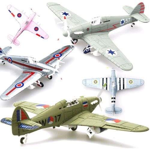 Airplane Military Model Arms 4D Diy Toys Fighter Assemble Blocks Building Model WW2 Germany BF109 UK Hurricane Fighter 22cm
